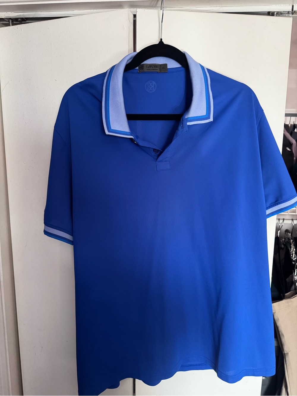 G/FORE Blue Polo Shirt with Contrast Collar - Unbranded